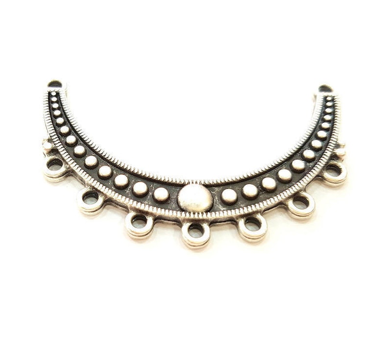 Silver Pendant Connector Antique Silver Plated Hammered Etsy