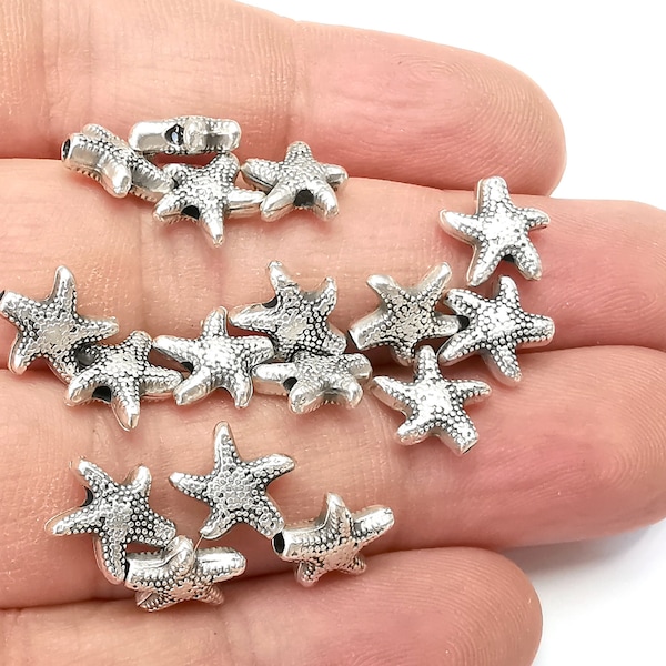 Starfish Beads Antique Silver Plated Metal Beads (10mm)  G28879