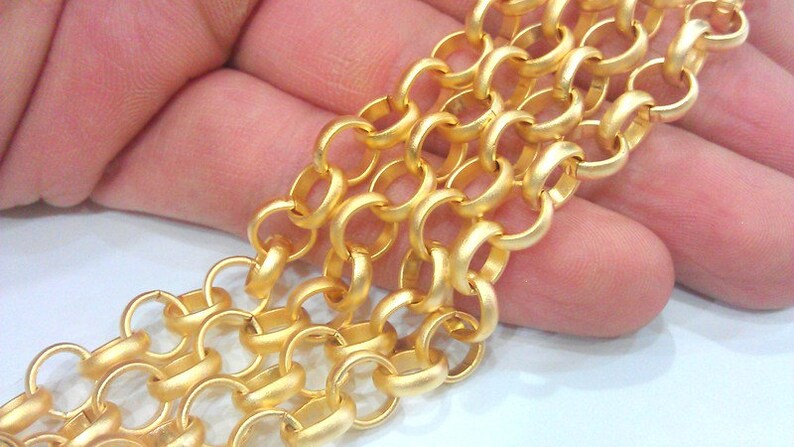 Gold Chain Gold Plated Rolo Chain , 1 Meter 3.3 Feet 8 mm G12156 image 3