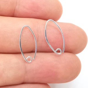 Solid Sterling Silver Earring Hook 925 Silver Earring Wire Findings (18mm) G30022