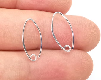 Solid Sterling Silver Earring Hook 925 Silver Earring Wire Findings (18mm) G30022