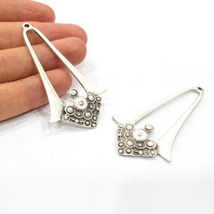 Colgante de plata de metal bañado en plata antigua (71 x 38 mm) G15865 imagen 3