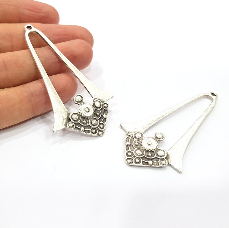 Colgante de plata de metal bañado en plata antigua (71 x 38 mm) G15865 imagen 3