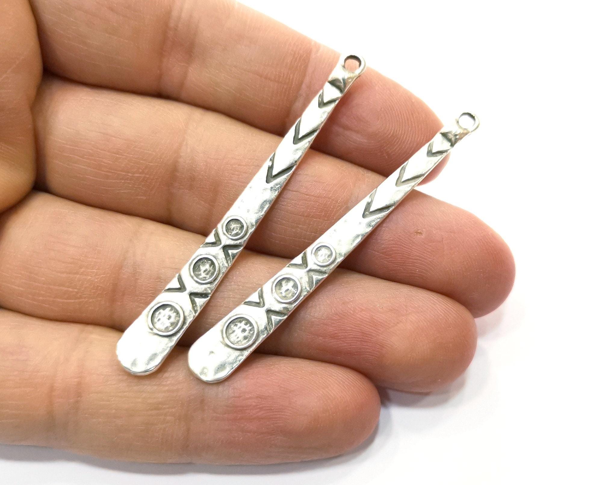 Silver Charms Antique Silver Plated Charms (60x7mm) G18369 - Etsy