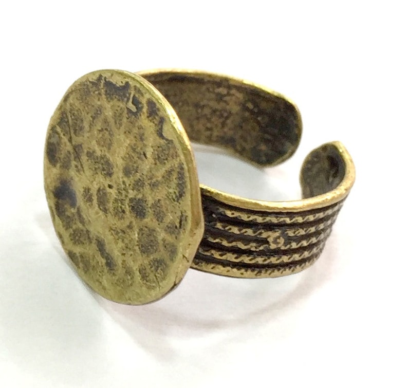 Adjustable Ring Blank, (15mm blank ) Antique Bronze Plated Brass Adjustable Ring Blank, (15mm blank ) Antique Bronze Plated Brass