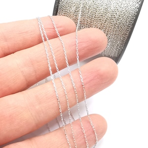 Sterling Silver Soldered Cable Chain 925 Silver Chain Findings (1,4x0,8mm thickness) G30095 image 2