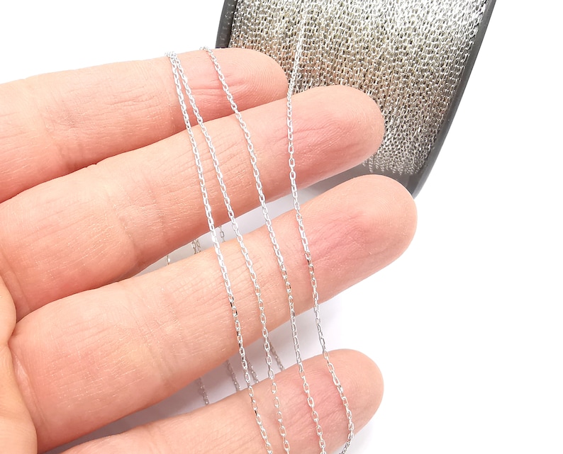 Sterling Silver Soldered Cable Chain 925 Silver Chain Findings (1,4x0,8mm thickness) G30095 image 2
