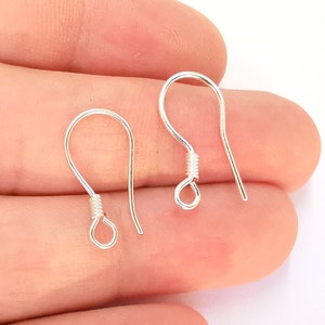 Solid Sterling Silver Earring Hook 925 Silver Earring Wire Findings (20mm) G30358