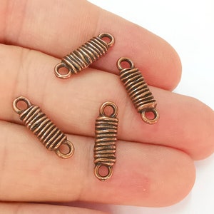 6 Spiral Charms Connector Antique Copper Plated Charms (20x6mm)  G22808