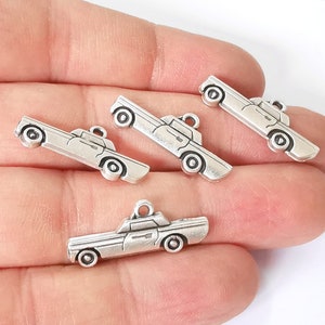 10 Car Charms Antique Silver Plated Charm (27x11mm) G24782