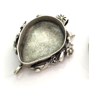 Antique Silver Plated Brass  Mountings , Blanks (28x20  mm blank) G3468