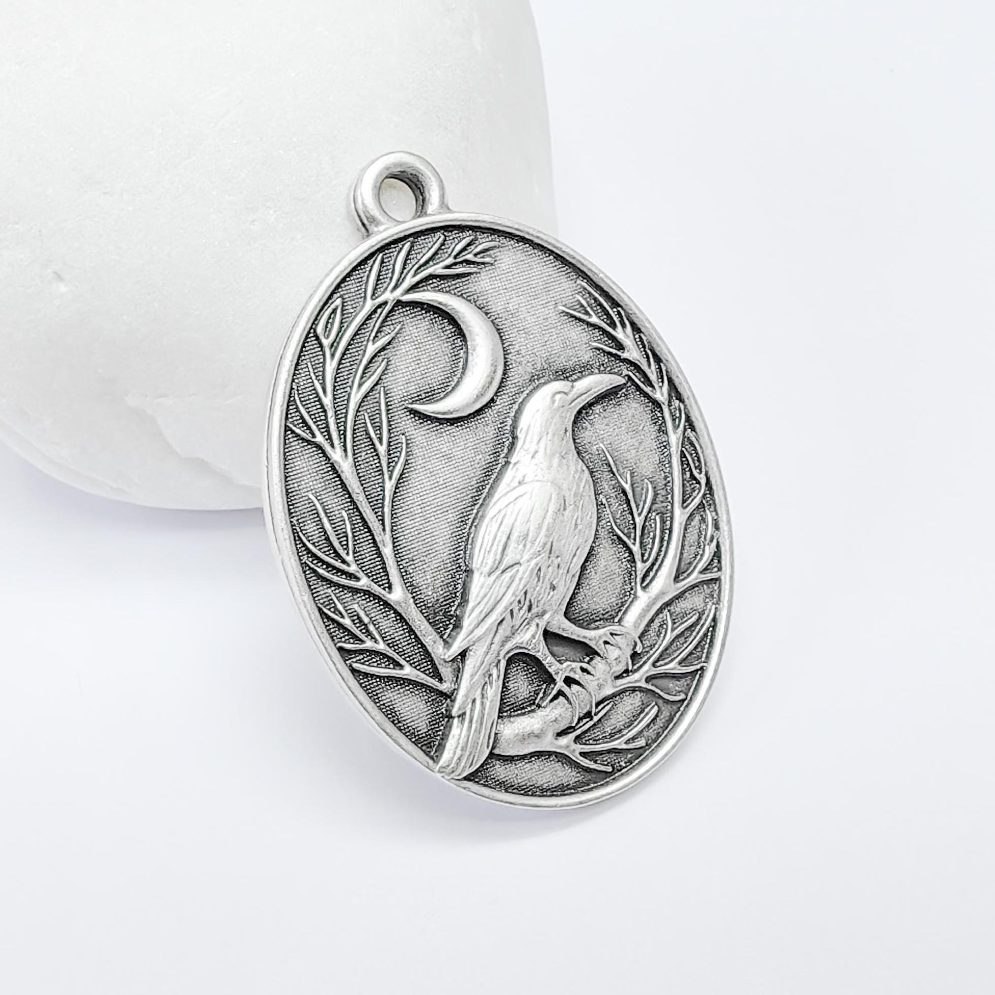 Collana con ciondolo a forma di lacrima di corvo e infinito per donna, in argento sterling 925, con conchiglia di abalone, con triplice luna e dea del corvo - Italia