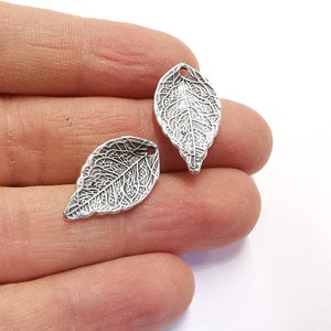 Leaf Charms Antique Silver Plated Charms (23x13mm)  G20549