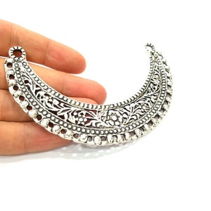 Silver Pendant Oxidized Silver Collar Pendants Antique Silver Plated Pendants (114x25mm) G6532 image 5