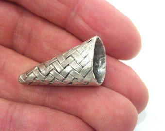 2 Silver Cone Antique Silver Plated Brass Cone,Findings G19774