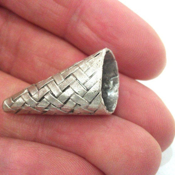 2 Silver Cone Antique Silver Plated Brass Cone,Findings G19774