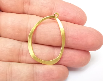 Gold Oval Circle Connector, Gold Plated Charms, Jewelry Parts, Pendant Component, Gold Plated Findings (38x27mm) G35858