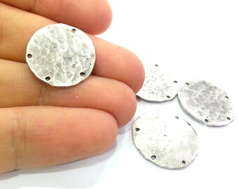 4 pcs (20 mm) Antique Silver Plated Brass Charms G13366
