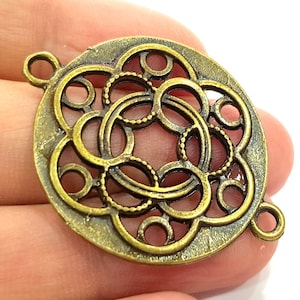 2 Pcs Antique Bronze Medallion Pendant (35mm) G6311