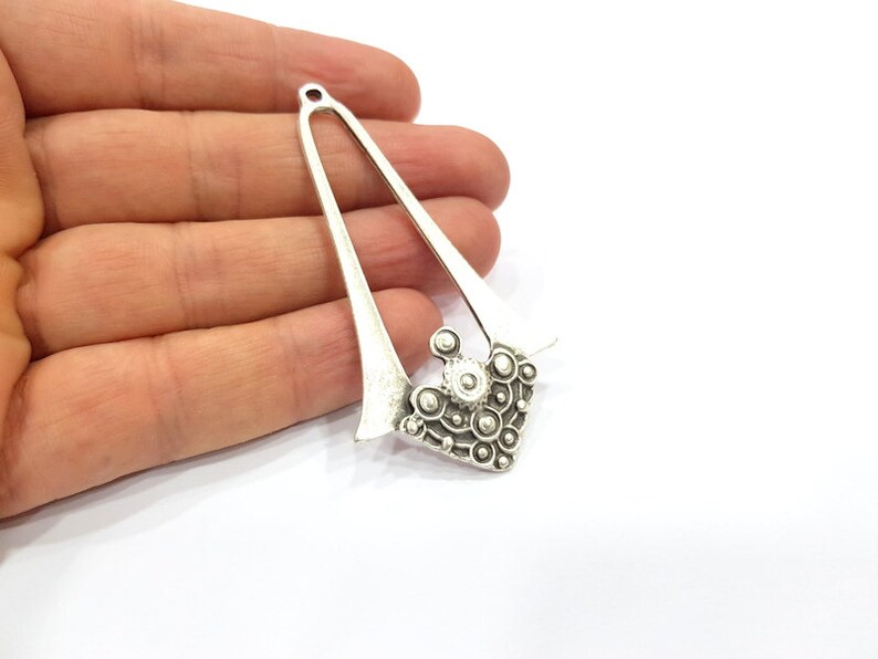 Colgante de plata de metal bañado en plata antigua (71 x 38 mm) G15865 imagen 4