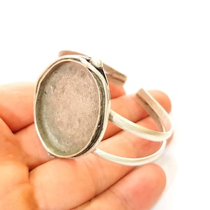 Bracelet Blanks  Cuff Blanks Adjustable Bracelet Blank Antique Silver Plated Brass ( 40x30mm Blanks ) G7670