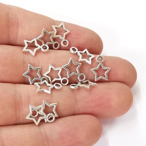 20 Stars charms Antique silver plated charms (12x9mm)  G24065