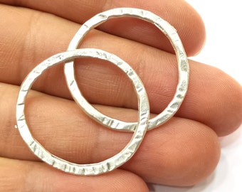 Hammered Circle Findings Antique Silver Plated Circle (30 mm)  G18645