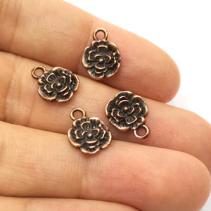 10 Flower Charms Antique Copper Plated Charms (13x10mm)  G18395
