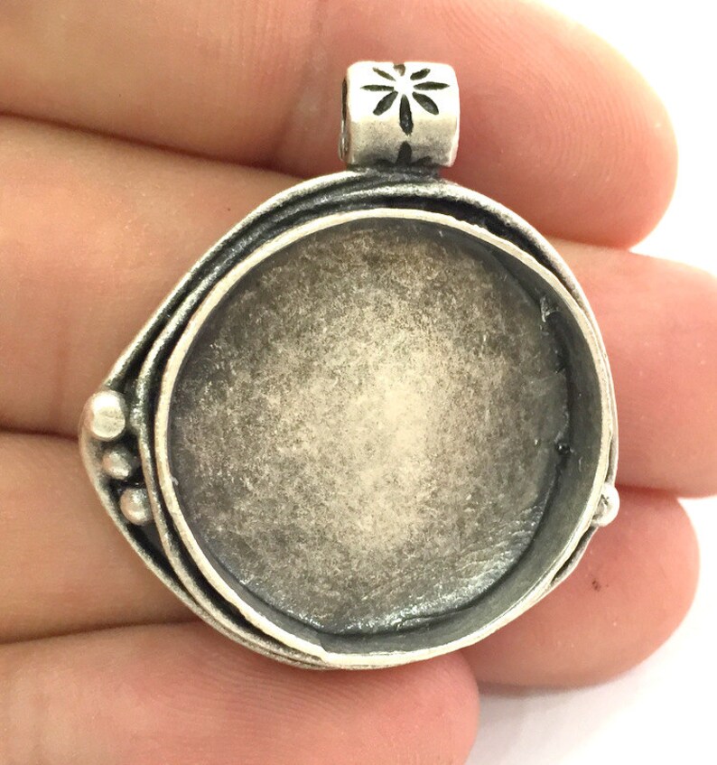 Antique Silver Plated Brass Mountings Blanks 35x32 Mm 24 Mm Etsy