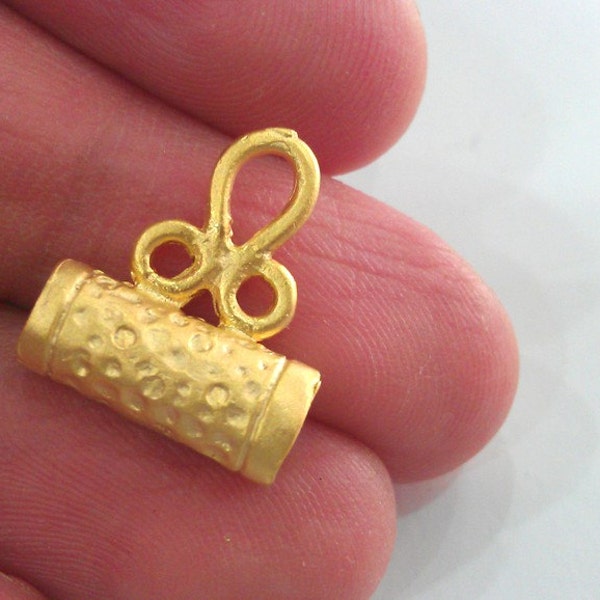 2 Gold Plated Brass  Tube Charms   G19551