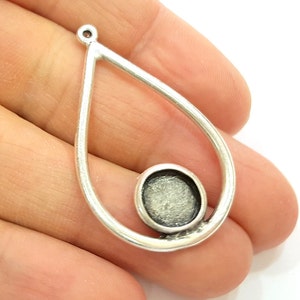 Silver Pendant Bezel Blank Earring Component Antique Silver Plated Blanks (10mm Blank) G9437