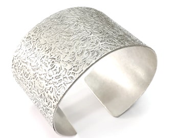 Branch Bracelet, Bezel Cuff, Blank Mountings, Bangle Base, Antique Silver Plated Brass Adjustable Bracelet (40mm) G35024