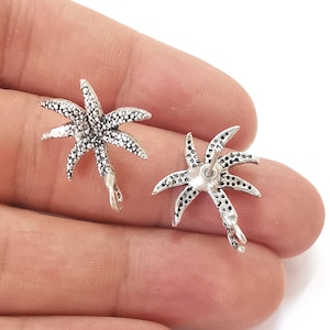 Palme Ohrring Stud Basis Ohrring Beiträge Antik silber vergoldet Messing Ohrring 1 Paar (22x20mm) G25495