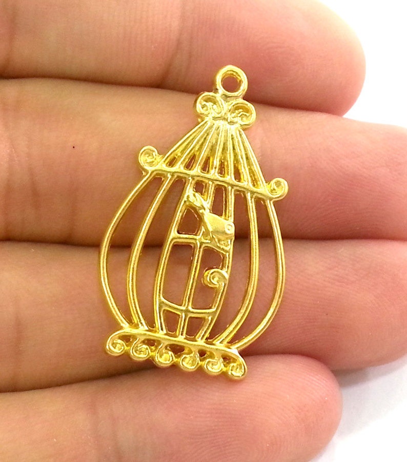 2 Gold Charms Birdcage Charms Gold Plated Metal 2 pcs Etsy