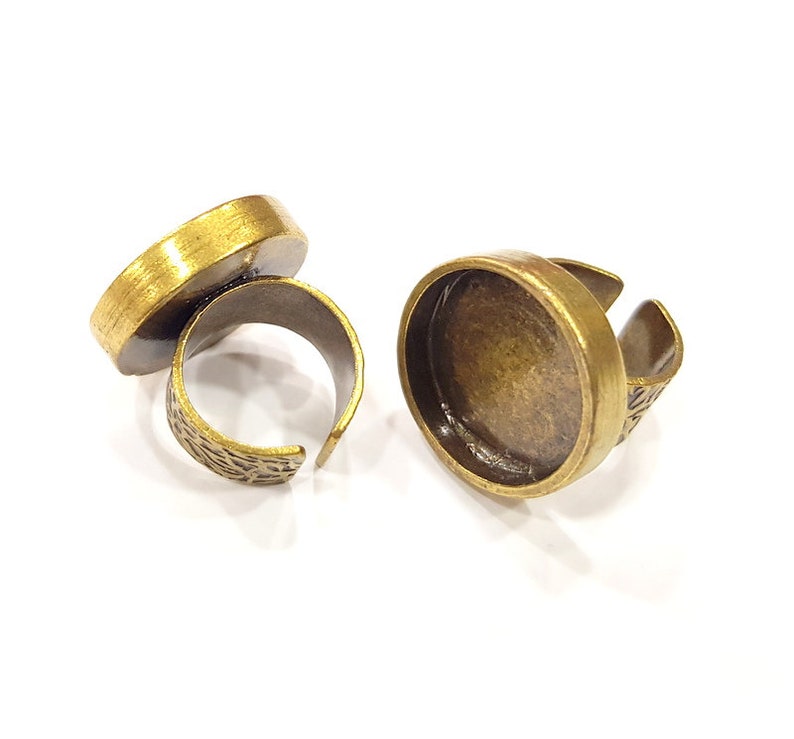 20mm blank Antique Bronze Plated G15638 Antique Bronze Ring Blank Setting Cabochon Base inlay Ring Backs Mounting Adjustable Ring Bezel