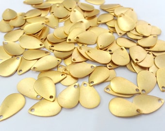 10 Gold Charms Drop Charms , Gold Plated Brass 10 Pcs (13x9 mm)  G13722