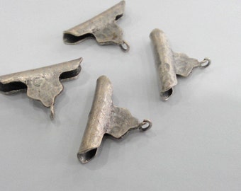 2 Bail Connector Findings Antique Silver Plated Brass Connector G16286