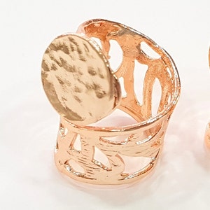 Rose Gold Ring Blank Base Bezel Settings Cabochon Base Mountings Adjustable (15 mm blank) G8214