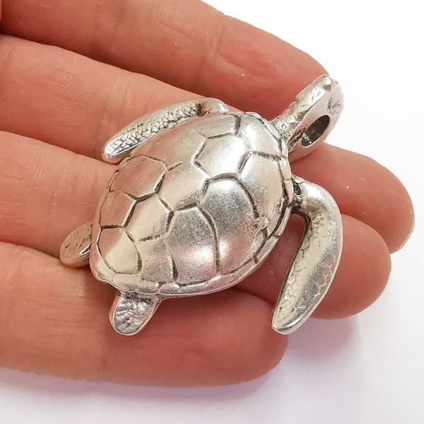 Sterling Silver Green Sea Turtle Charm - 925 Silver Animal Charm For European Snake Bracelets (Fits Pandora, Chamilia) - View #6