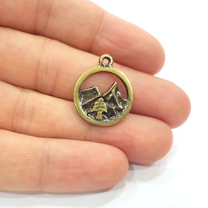 Mountain Charm Antique Bronze Charm Antique Bronze Plated Metal  (20mm) G14958