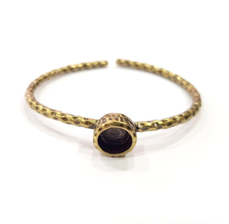 8mm G16014 Bracelet Blank Cuff Bezel Resin Bangle inlay Blank Glass Cabochon Base Bezel Hammered Adjustable Antique Bronze Bracelet