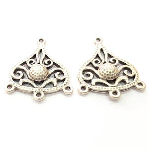 4 Silver Connector Charms Antique Silver Plated Metal (34x26mm) G11409