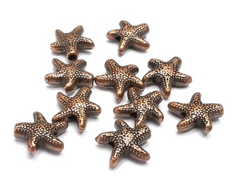 Starfish Beads Antique Copper Plated Beads (10mm)  G29622