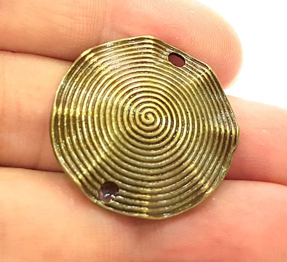 2 Antique Bronze Round Findings Pendant 30mm G6319 Etsy