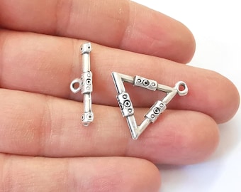Triangle Toggle Clasps 4 Sets Antique Silver Plaqué Toggle Clasp Findings 22x21mm+26x7mm G24961