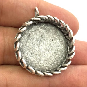 Antique Silver Plated Brass Mountings , Blanks (25 mm blank) G3561