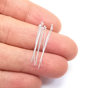 Alfinetes de cabeça esférica de prata esterlina, 1,1&#39;&#39;, pino extrafino calibre 28 (comprimento 1,1 polegada - 27 mm) (espessura 0,32 mm - calibre 28) Alfinete de prata maciça 925 G30159