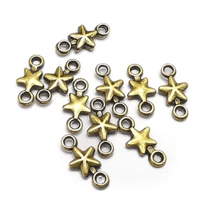 Star Connector Charms, Dangle Charms Antique Bronze plated (14x7mm) G33066