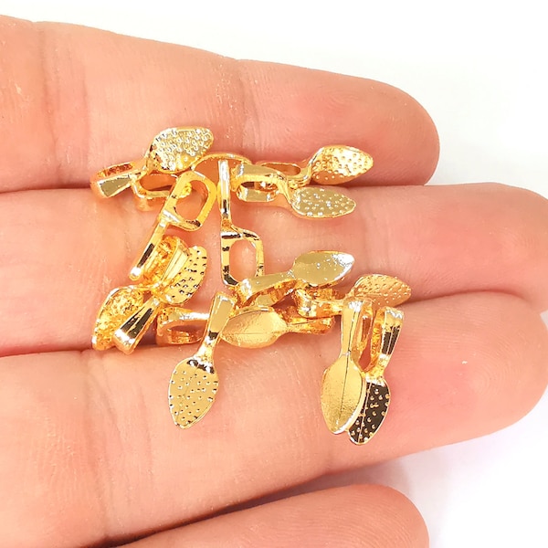 6 Glue on bails Shiny gold plated findings (15x5 mm)  G23385