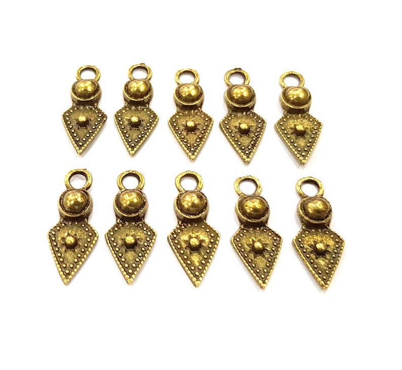 G10930 10 Antique Bronze Charm Antique Bronze Plated Metal 22x8mm
